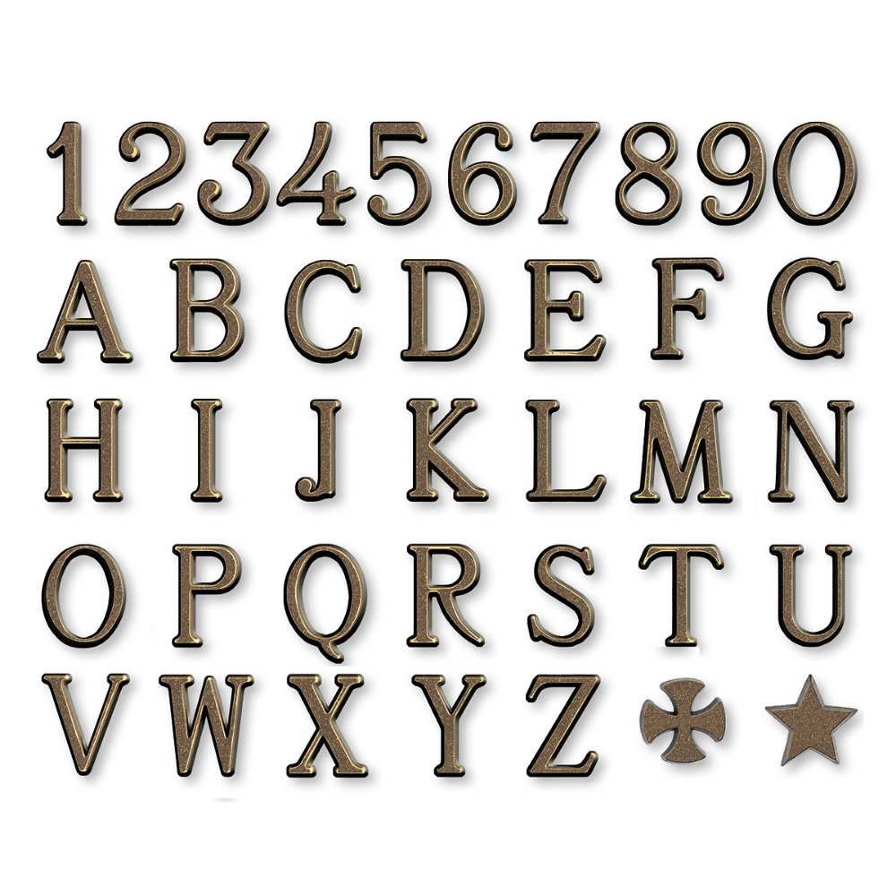 0003550 lettere in bronzo per lapidi finitura bronzo glitter modello romano cm 5 1000