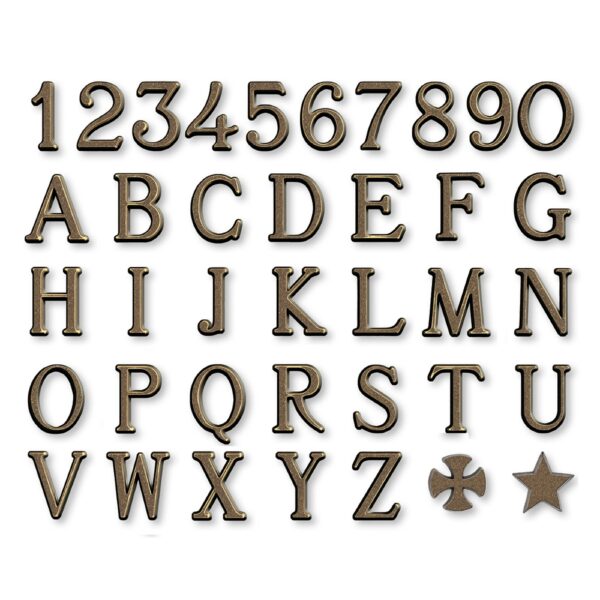 Caratteri in bronzo - Modello Romano - Finitura Bronzo Glitter (cm 3)