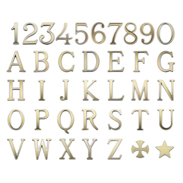 Caratteri in bronzo - Modello Romano - Finitura Bianco e dorato (cm 3)