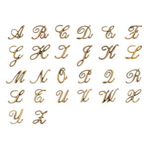 Lettere in bronzo per lapidi – Finitura Bronzo Lucido – Modello Corsivo Palatino (Lettere maiuscole da avvitare – cm 5,5)
