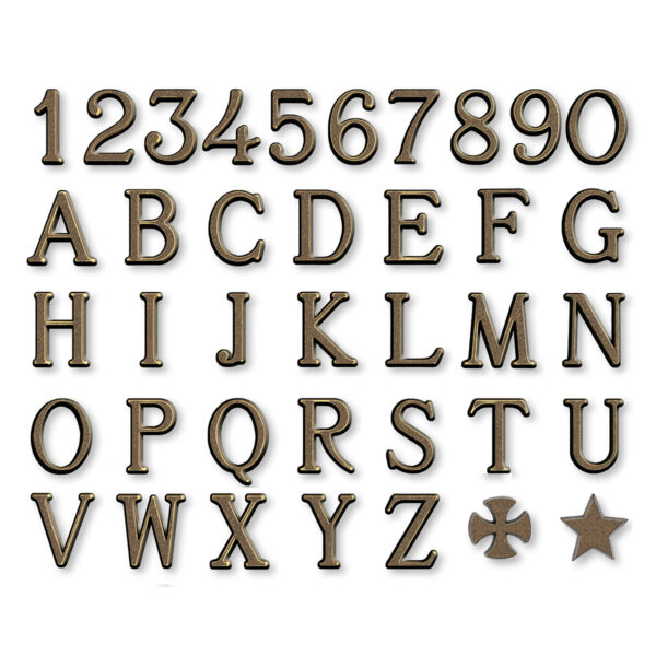 CASELLARIO - Caratteri in bronzo - Modello Romano - Finitura Bronzo Glitter (cm 3)