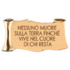 Pergamena commemorativa in bronzo per lapidi con due cornici portafoto ovali e incisione. Dedica personalizzata - immagine 3