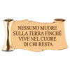 Pergamena commemorativa in bronzo per lapidi con due cornici portafoto ovali e incisione. Dedica personalizzata - immagine 4