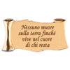 Pergamena commemorativa in bronzo per lapidi con due cornici portafoto ovali e incisione. Dedica personalizzata - immagine 6
