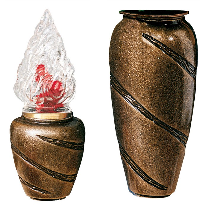Coppia Vaso + Lampada Linea Anfora Bronzo Glitter 2 Coppia Vaso Lampada Anfora Bronzo Glitter