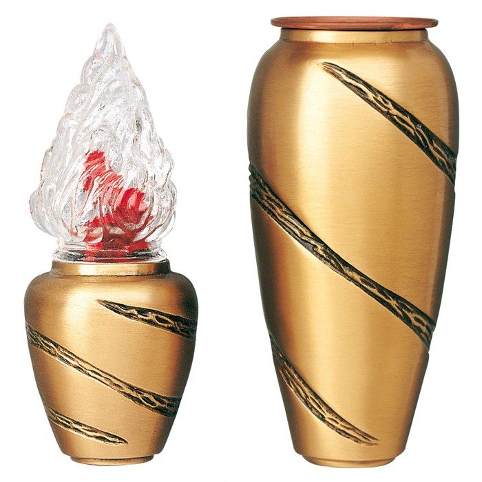 Coppia Vaso + Lampada Linea Anfora Bronzo Lucido 2 Coppia Vaso Lampada Anfora Bronzo Lucido