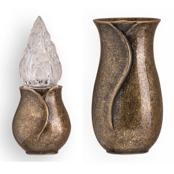 Coppia Vaso Lampada Apulo Bronzo Glitter