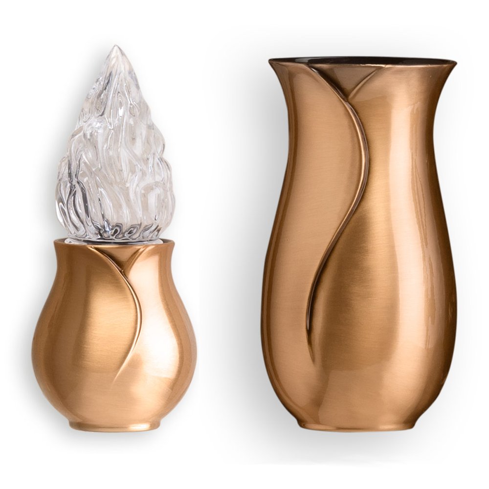 Coppia Vaso Lampada Apulo Bronzo Lucido