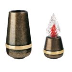 Coppia Vaso Lampada Cotile Bronzo Glitter con Fascia